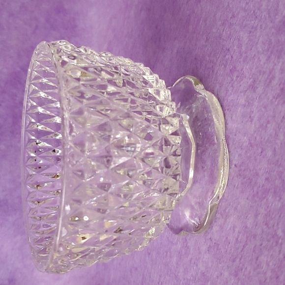 India Glass Other - Vintage India Glass Diamond Point Clear Glass Sherbert Bowl w/ Scalloped Foot